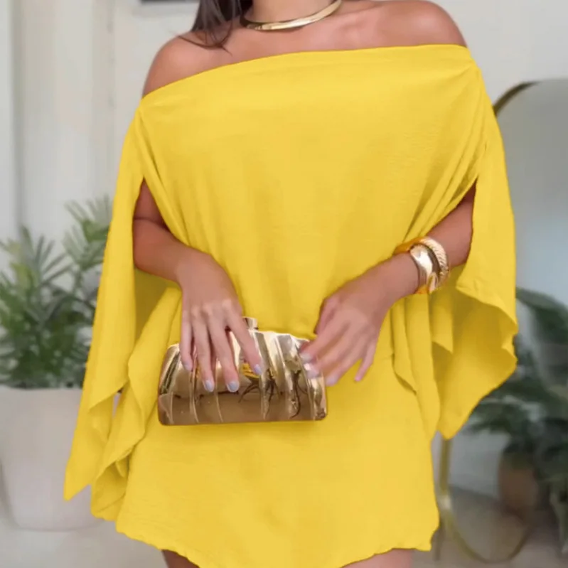 

Summer 2026 Pure Color One Shoulder Casual Split Design Women's Set Multiple Wear Methods Comfortable Leisure Sportswear