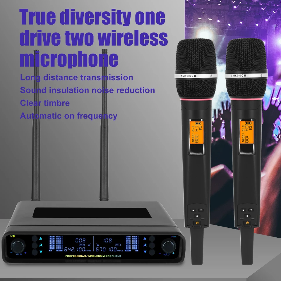 ERZHEN профессиональный беспроводной микрофон высококлассная портативная гарнитура зажим для воротника 9000G двухканальный сценическая производительность, караоке ОК