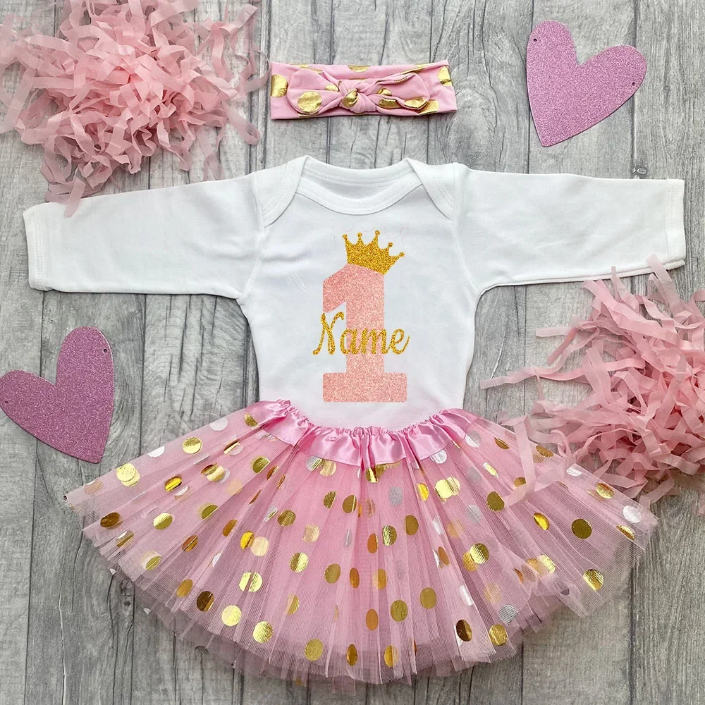 Personalized Baby Birthday Bodysuits Cake Dresses Custom Baby Girl Dress Infant Girls Sequin Tutu Skirts Clothes Birthday Gift