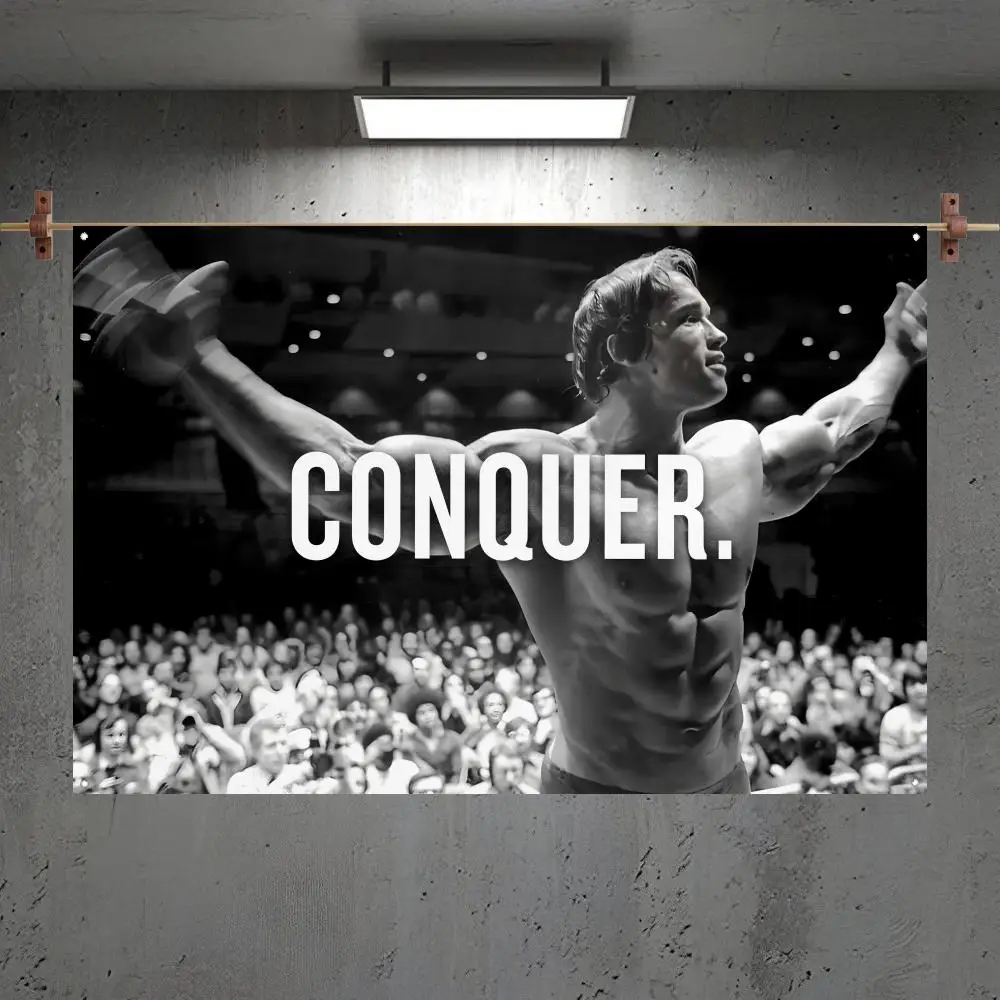 S-Schwarzenegger Fitness-Motivation, Flaggen, Schlafzimmer, Zuhause, Wohnzimmer, Wandbehang, individuelle Hintergrunddekoration, Kunstbanner