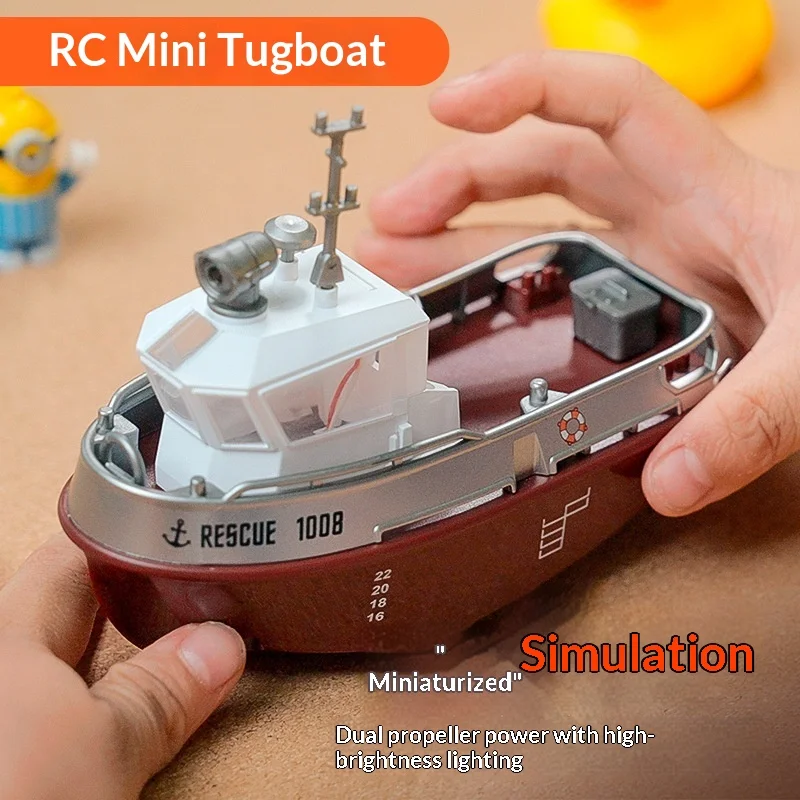 Mini remote-controlled tugboat capable of launching, wireless electric high-speed boat, children's water simulation toy