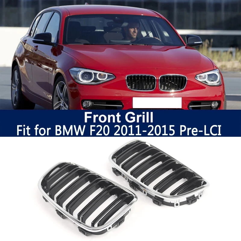 Chrome Silver Color Front Bumper Kidney Grilles Grill For BMW 1 Series F20/F21 Pre-LCI 2011-2015