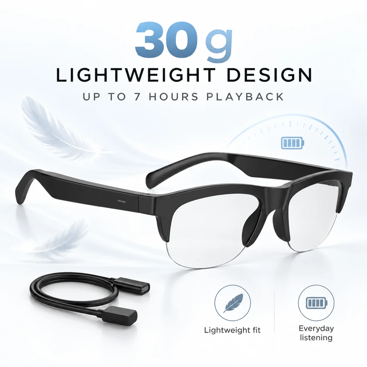 Photochromic Bluetooth Audio Glasses Open-Ear Stereo Smart Sunglasses with Touch Control Hands-Free Calls for Men Women