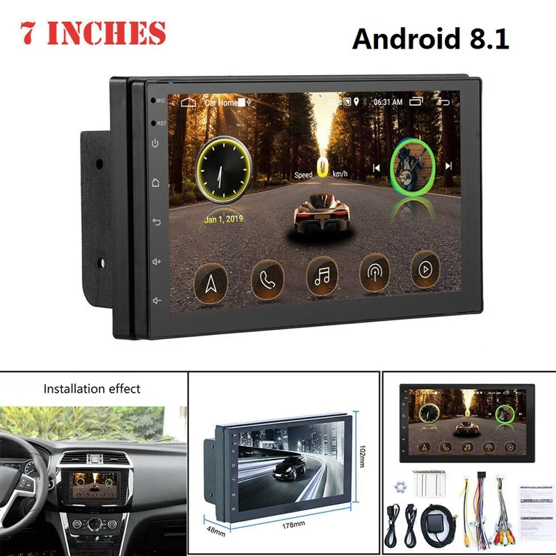 

7 Inch Android 9.1 Press Screen Car MP5 Player FM Radio 1GB+16GB Wifi Bluetooth GPS Navigation For IOS/Android