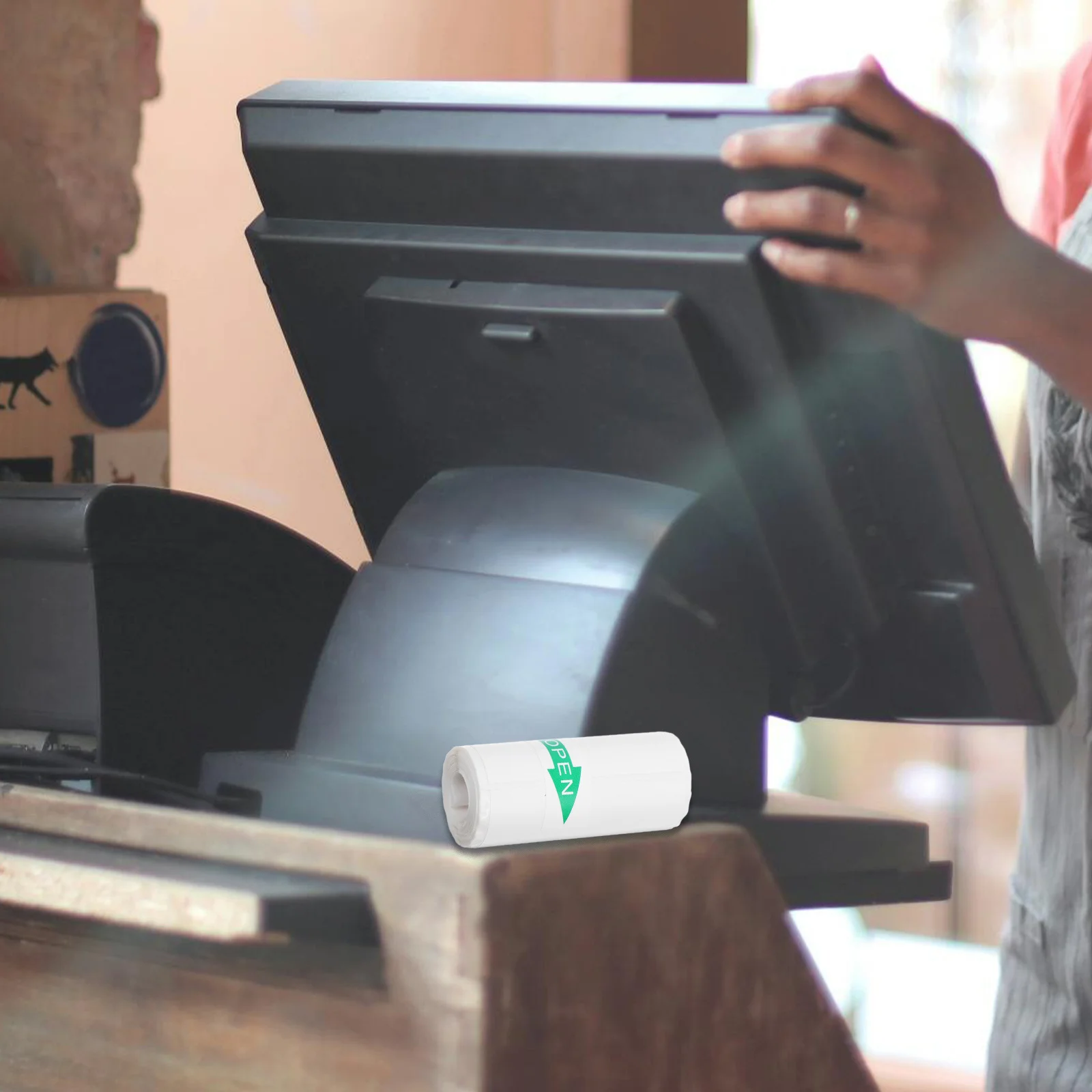 5 Rolls Multipurpose Thermal Printer Paper Smooth Flat Self-Adhesive Sticker Paper for Office Restaurant Hotel Bank Use