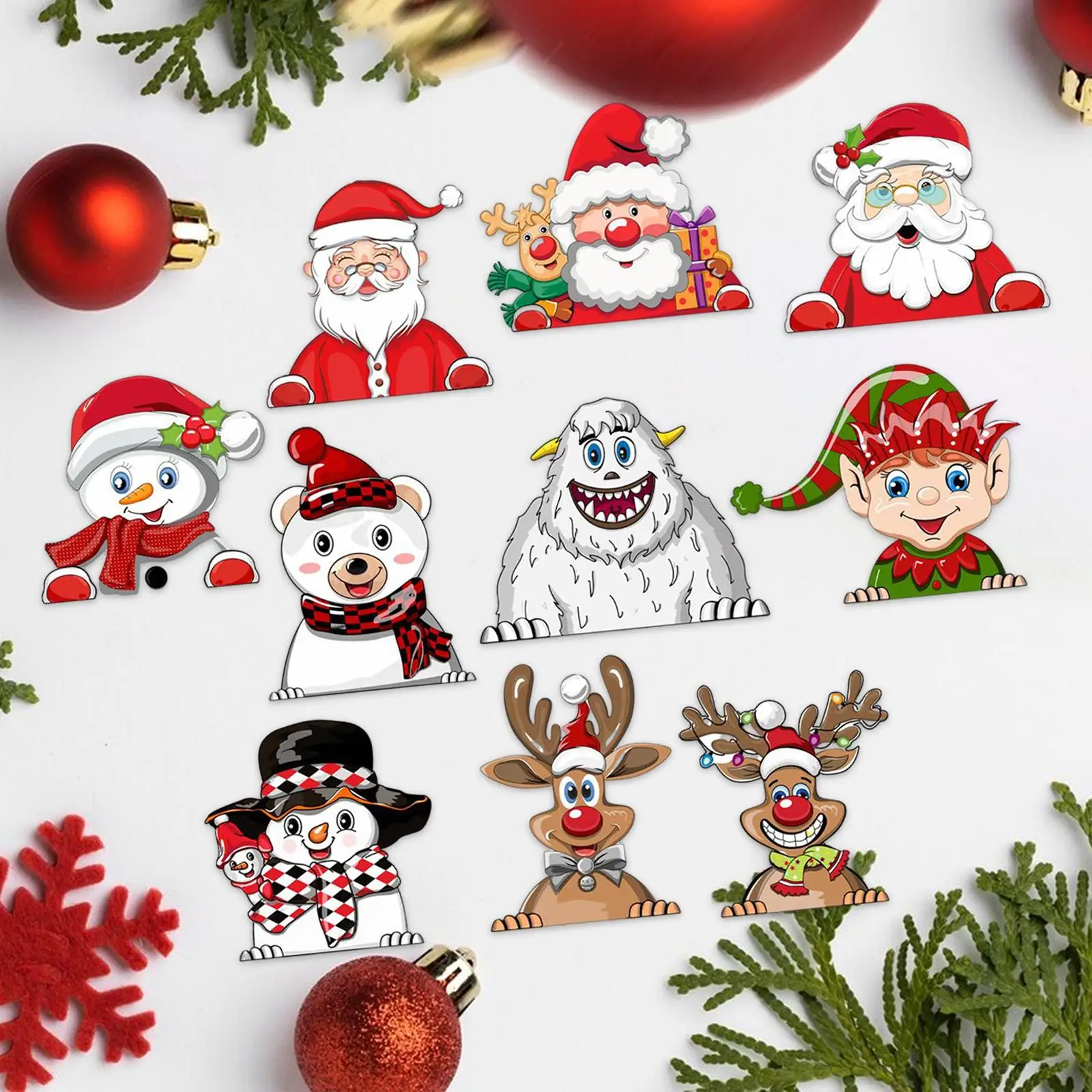 10 Pieces Christmas Car Window Decals Xmas Decor for Suvs Wall Holiday