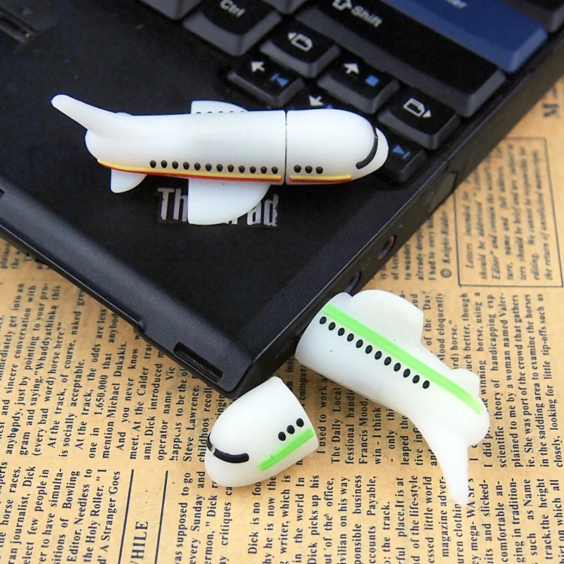 Cartoon Aircraft High-Speed USB Stick, Pen Drive, Presente Flash Drive, Modelo bonito, 8GB, 16GB, 32GB, 64GB, USB 2.0