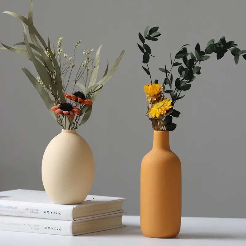 for Nordic Morandi Ceramic Vase Ins Style Decorative Flower Arrangement Ornament for Living Room Home Decor One Piece