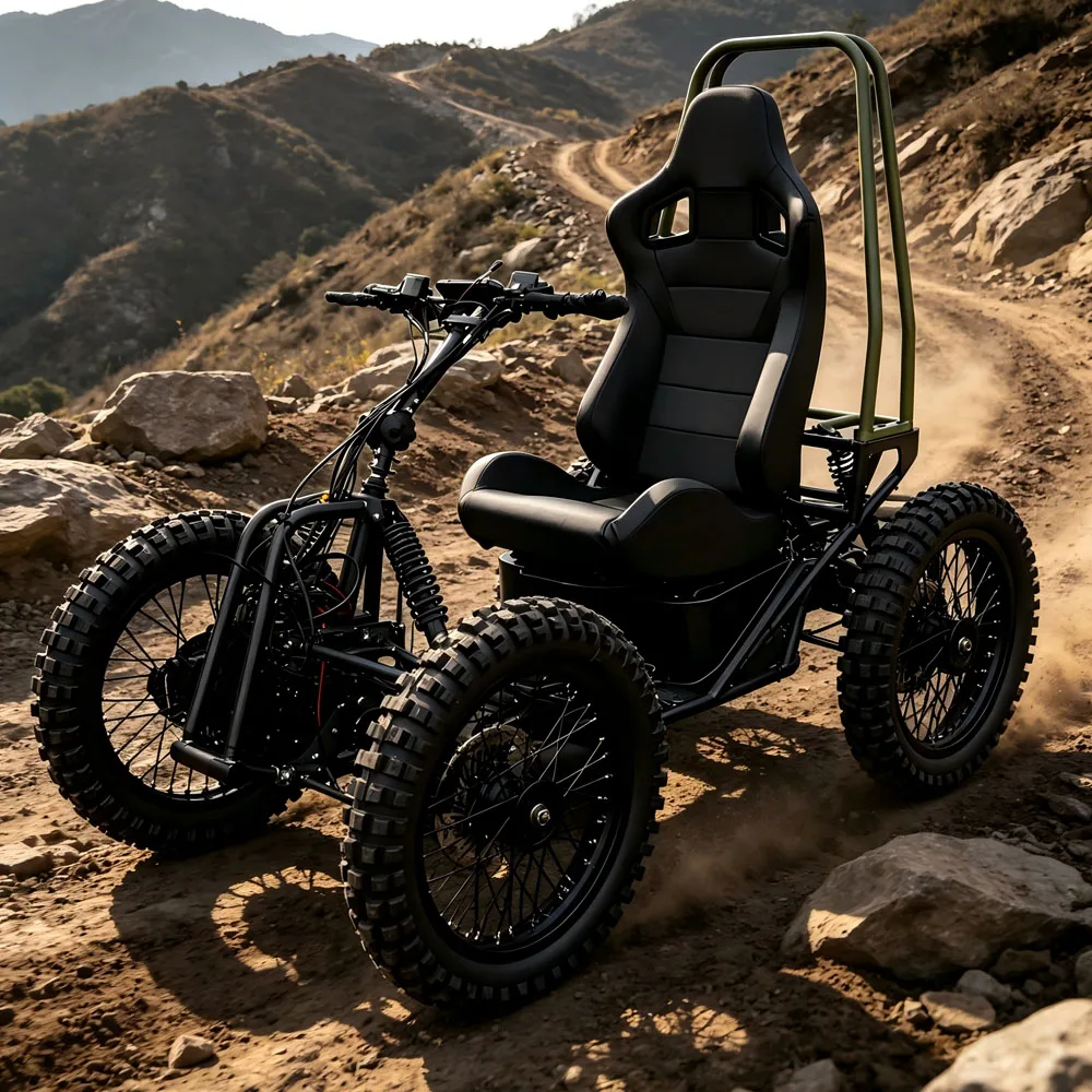 60V 50Ah Electric ATV for Adults, 80km Range Off-road 4 Wheeler Quad, Hunting Patrol Buggy with Bucket Seat & Roll Bar