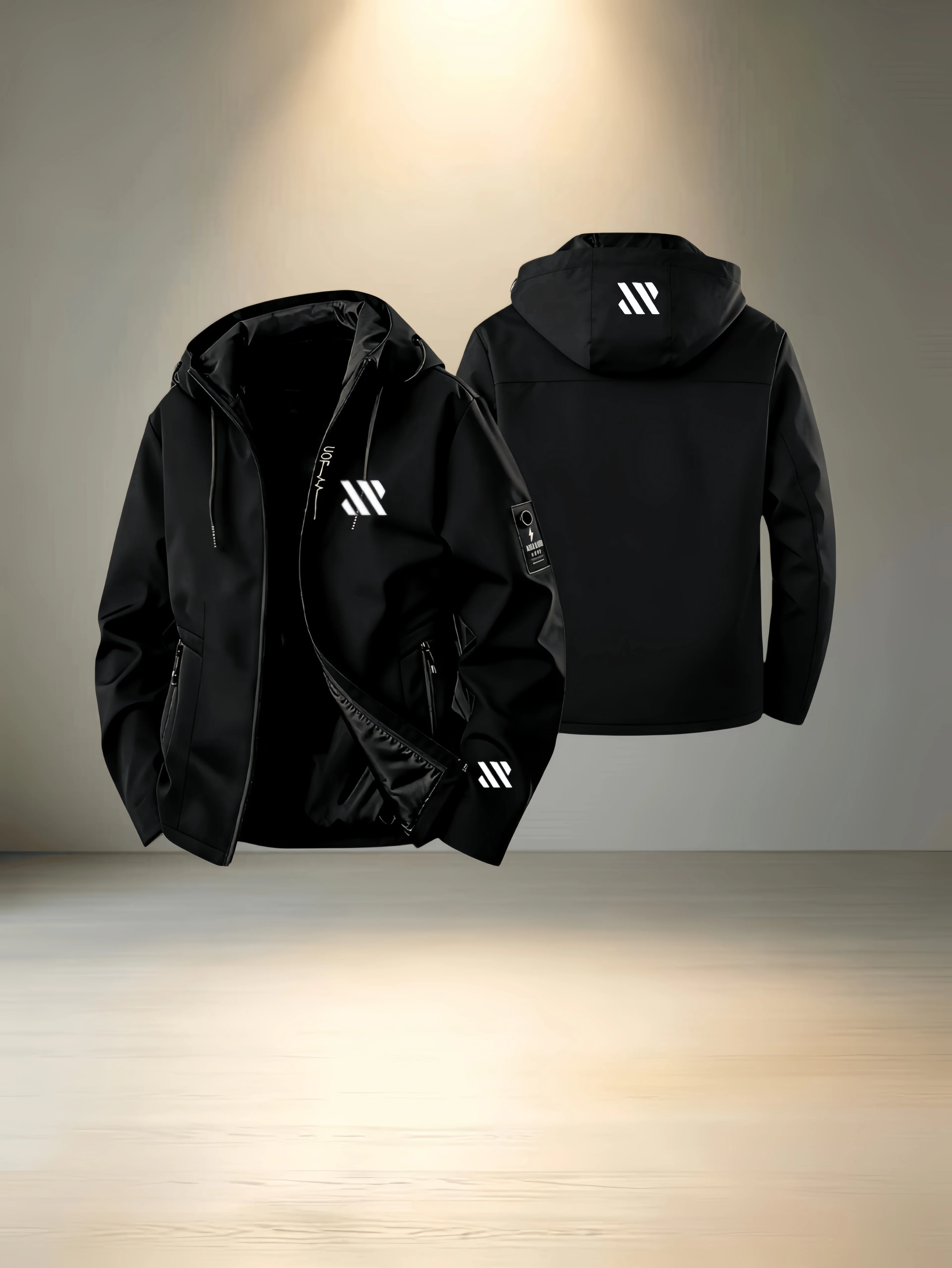 Men's City Style Jacket - Zipper Hood Design, With Zipper Pocket, Adjustable Rope Hood Length, Durable Material