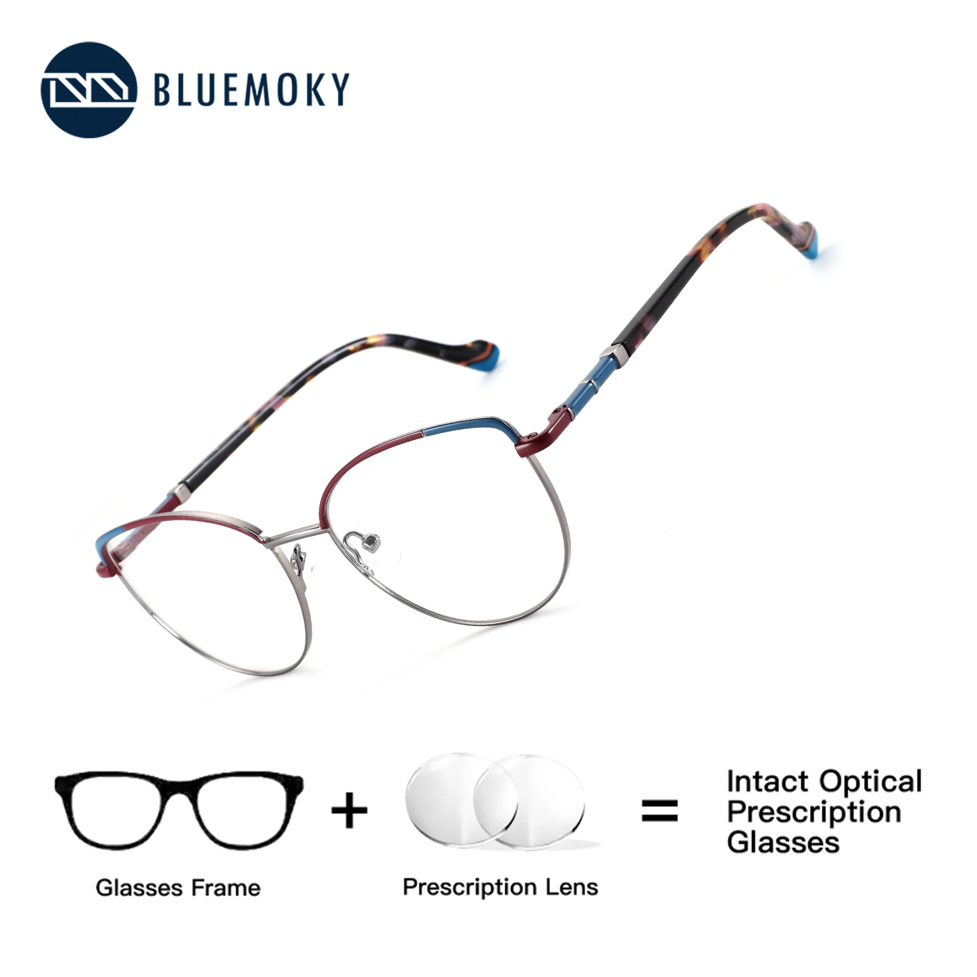 

BLUEMOKY (S Size) Metal Butterfly Prescription Glasses Women Graduation Progressive Myopia Anti Blue Light Photochromic