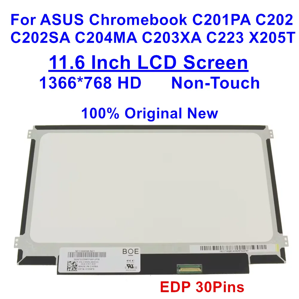 New Screen for ASUS Chromebook C201PA C202 C202SA C204MA C203XA C223 X205T 11.6' HD Non-Touch Panel EDP 30Pins