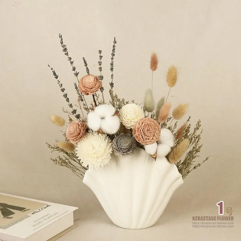 Dried flower vase ornament, living room flower arrangement art, home entrance, Nordic style TV cabinet decoration, light luxury