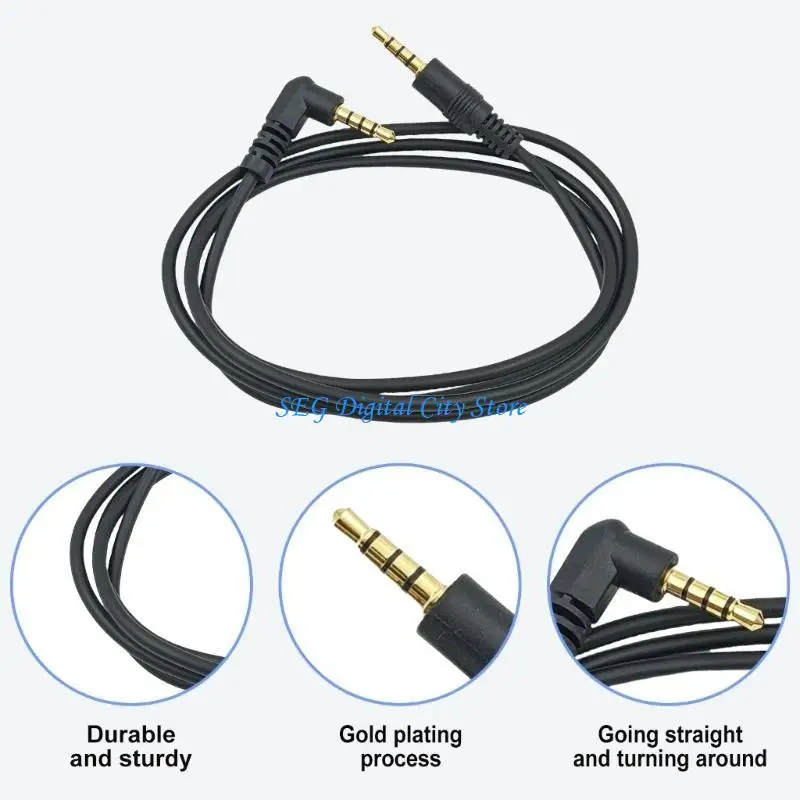 U75B 2Pcs 3.5mm TRRS Acoustic Cable 1 Meter Male to Male Connectors Design Enhances Durability for Phone Computer Speaker view 4