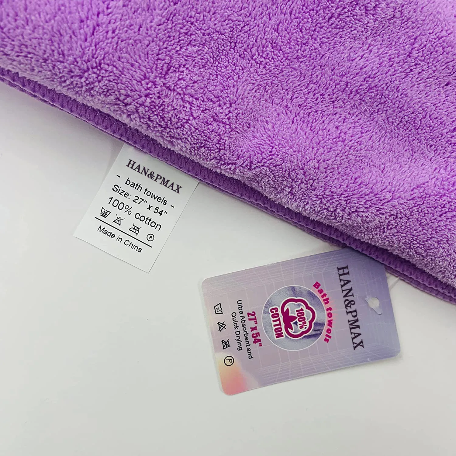 HAN&PMAX Bath towels  27 x 54 inches Super Large Size Bath Towels, 100% Cotton Bath Towels, Purple