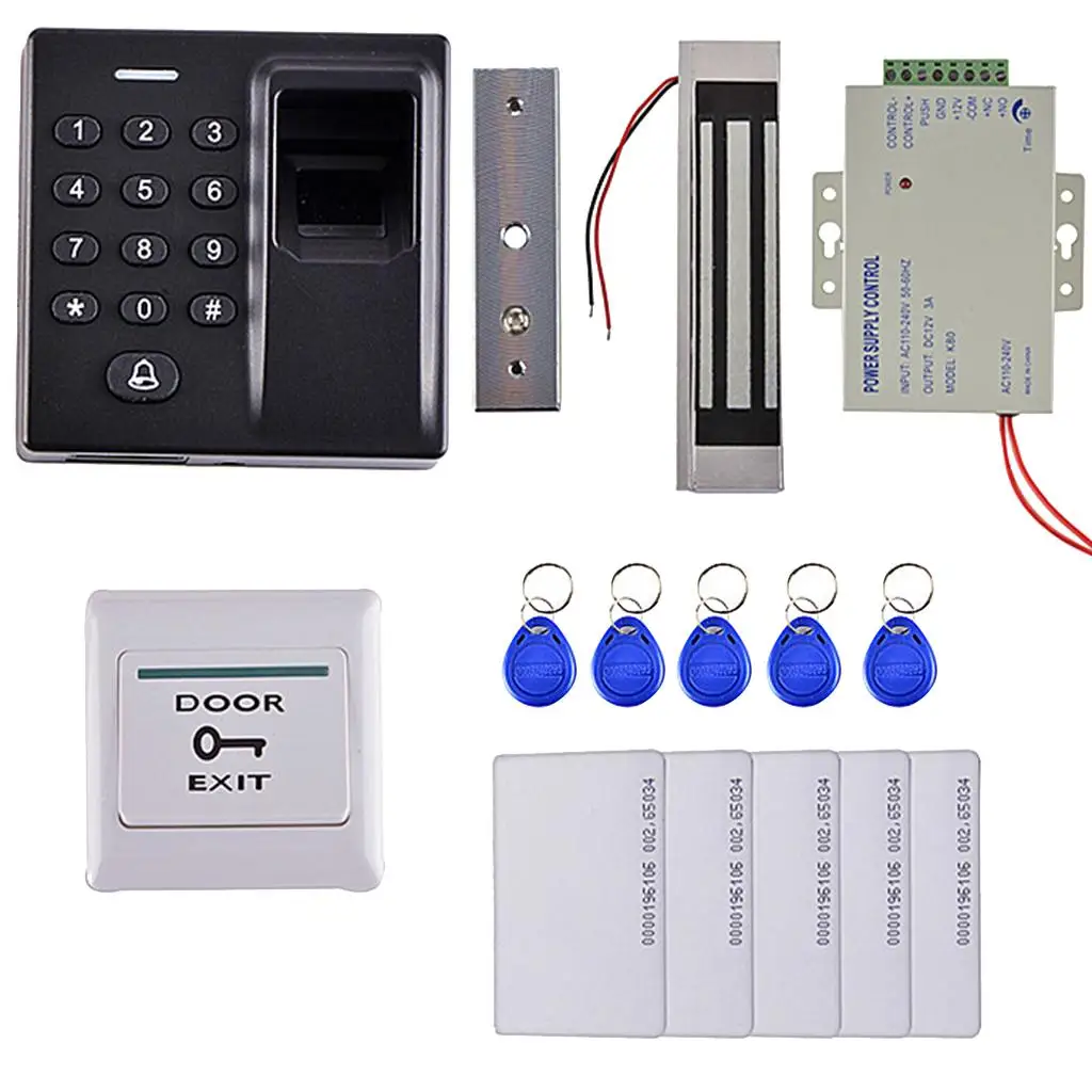 Electric Magnetic Lock Door Access Control Kit with Fingerprint RFID Card Reader for Home Office Entry System