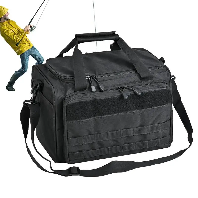 

Fishing Storage Bag Oxford Cloth Fishing Gear Storage Water-Resistant Fishing Tackle Wraps Portable Tackle Shoulder Bag With