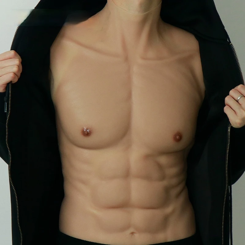 Realistic Simulation Silicone Male Fake Chest Fake Muscle Suit Costume Female Strong Male Abdominal Muscles Halloween