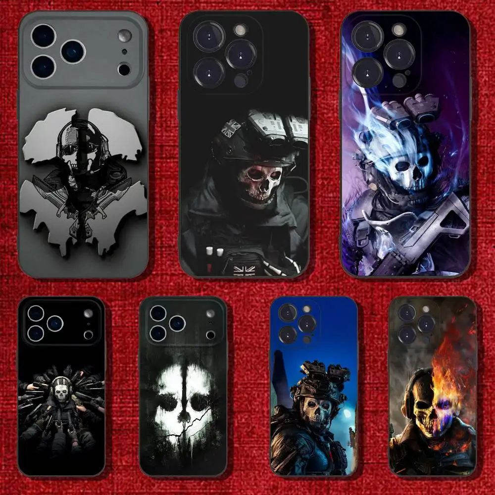 

C-COD Call Of D-Duty Ghost Phone Case For iPhone 6,17,16,15,14,13,12,11 Plus,Pro Max,XS,X,XR,SE,Mini,8,Soft Silicone Black Cover