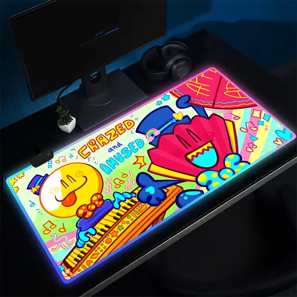 Bfdi Poster Mouse Pad Anime Gaming Mouse Pad LED Table Pads Backlit Rubber Desktop XXL RGB Desk Mats