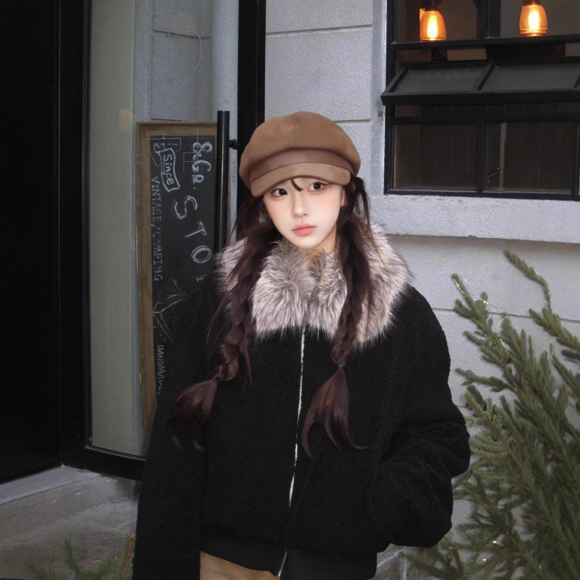 Fur Collar Shearling Sherpa Women's Autumn Winter Versatile Loose Casual Plush Jacket