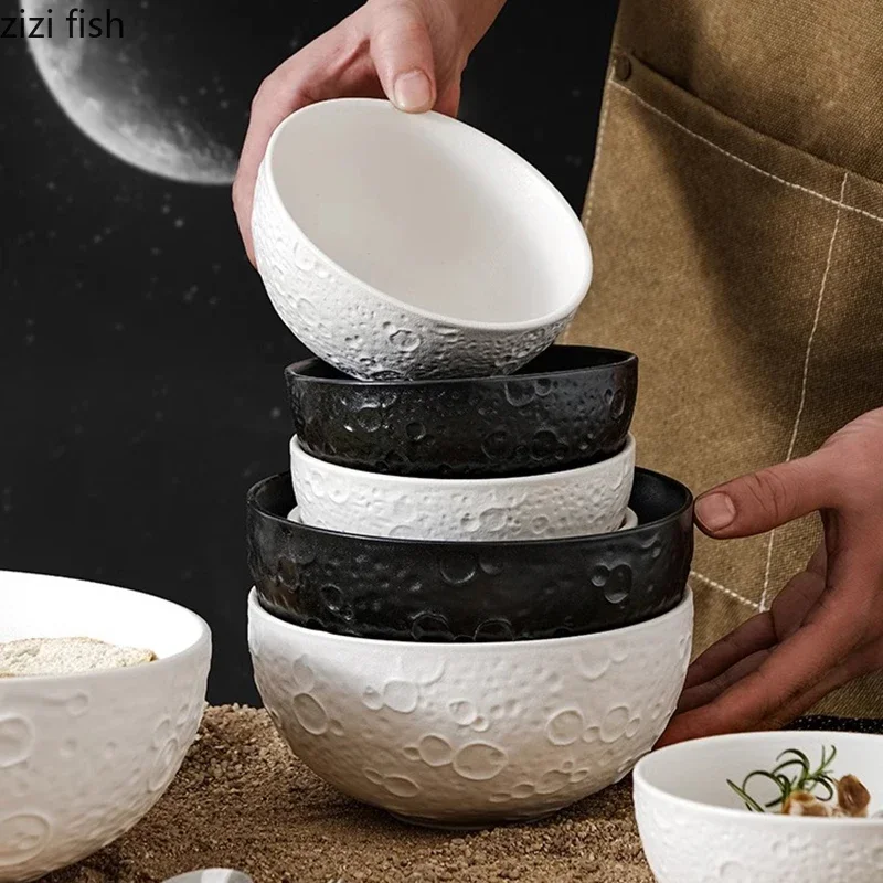 Solid Color Meteorite Pattern Ceramic Bowl Rice Bowl Soup Bowl Salad Bowls Spaghetti Bowls Restaurant Specialty Tableware