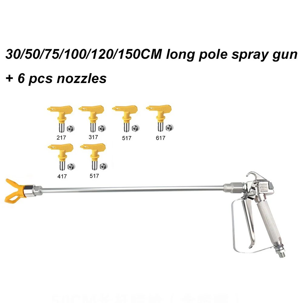 

Удлинитель, пистолет-распылитель 30/50/75/100/120/150 см с 6 насадками, безвоздушный пистолет-распылитель, инструмент-распылитель из алюминиевого сплава