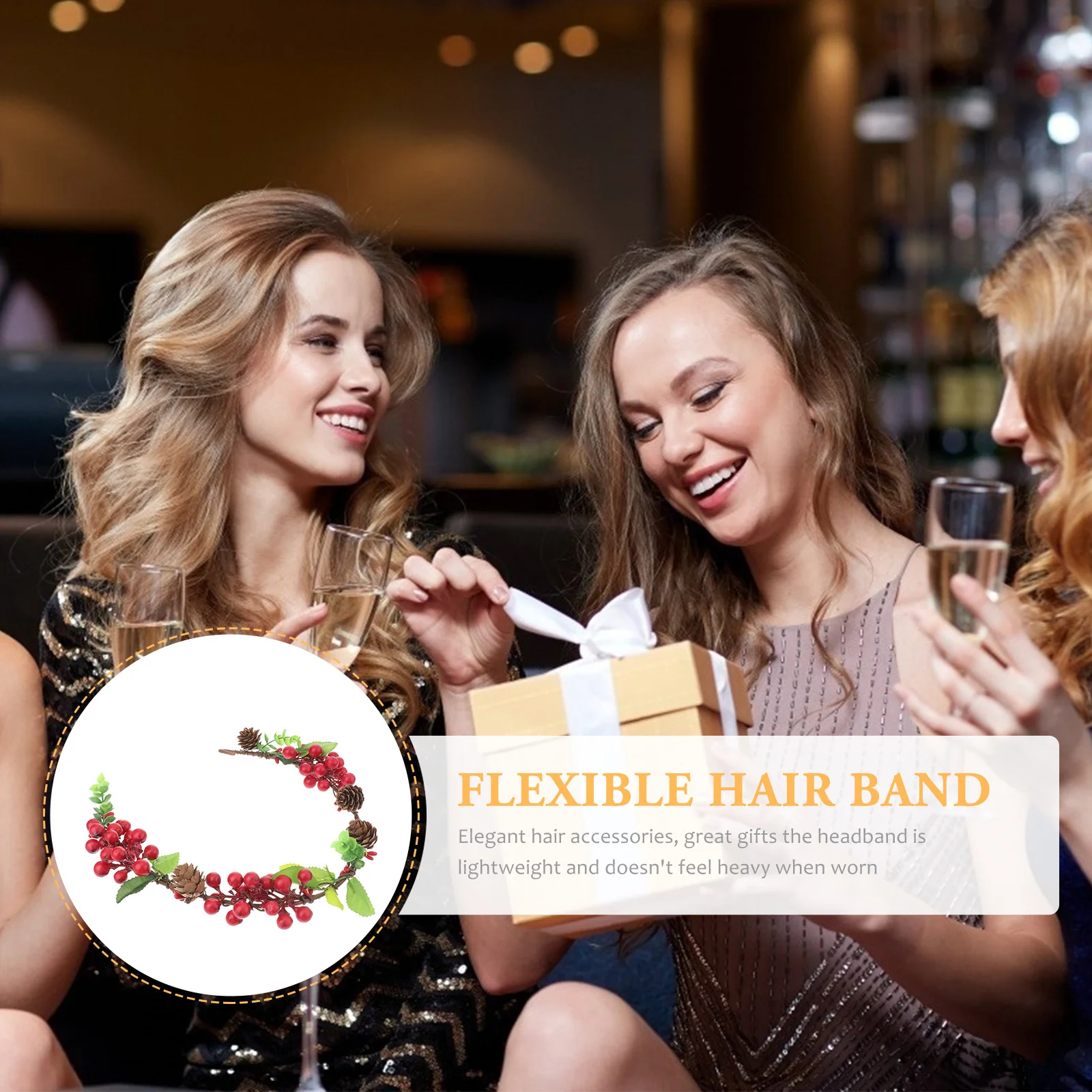 

Christmas Wreath Headband Premium Cloth Berry Headpiece Bridal Wedding Hair Accessories Elegant Party Headdress Women