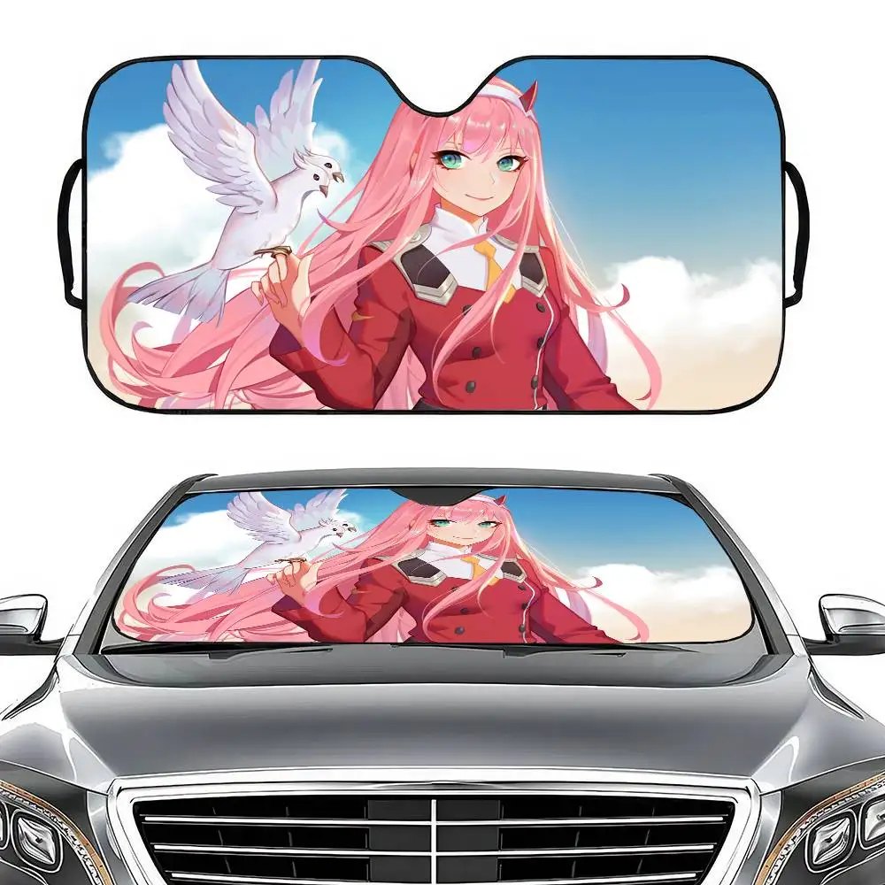 

Anime Girl Zero Two Windshield Sun Shade For Sedans,51.2" X 27.5"Upgraded Car Sunshade For Front Windshield Visor Protector
