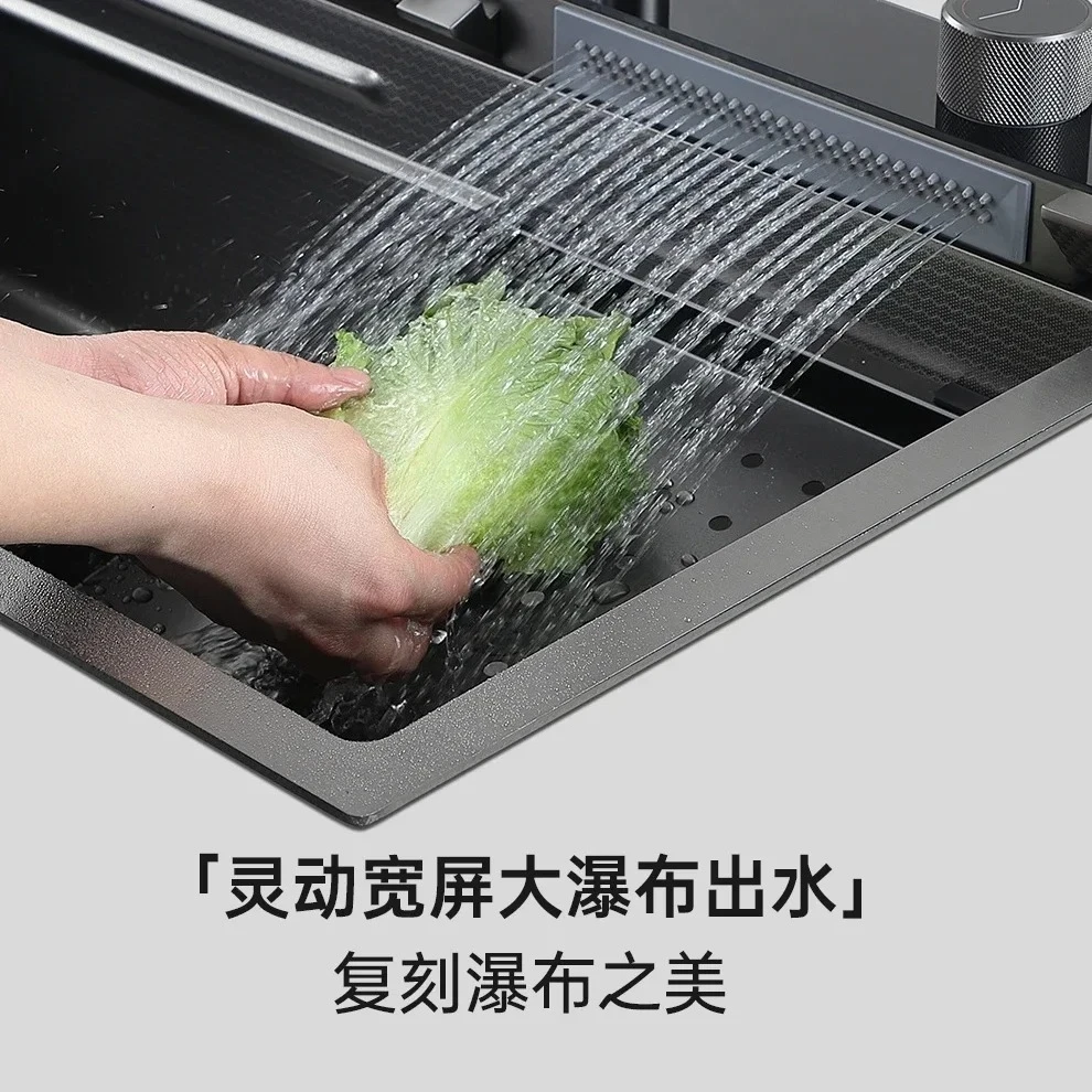 Большая одиночная раковина с водопадом, раковина с цифровым дисплеем, нано-многофункциональная раковина