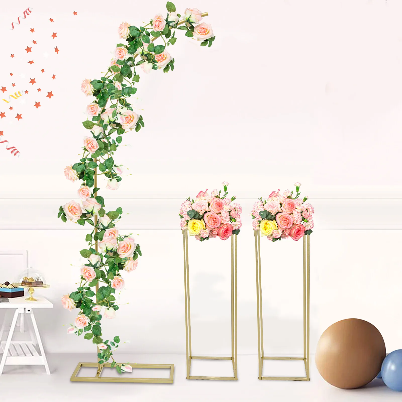 

Подставка для растений 2М + 2 квадратные подставки 27*27*80 см, золотистый металлический стеллаж для цветов для дома, сада, балкона