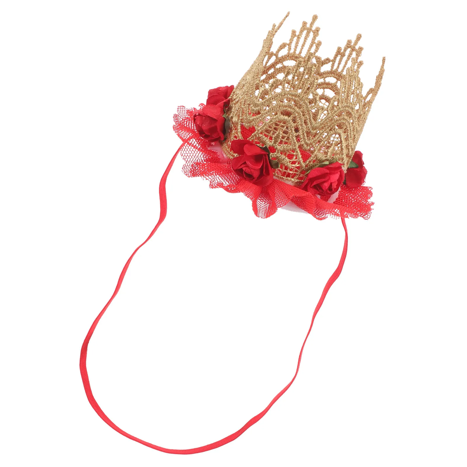 

Baby Girl First Birthday Crown Lace Rose Embellished Hair Band Princess Headdress for 1St Birthday Party Photo Prop Girls Hair