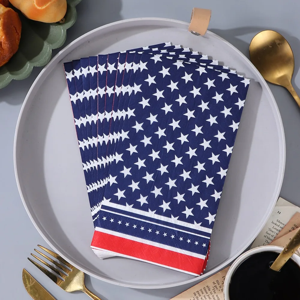 20pcs American Independence Day Paper Napkins Napkin Party Table Setting Paper Cafe Mouth Cloth for Anniversary Celebration