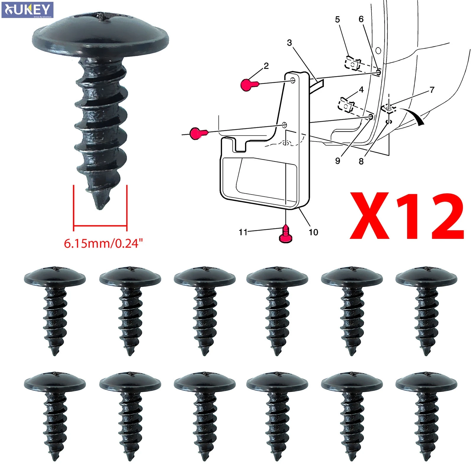 12pcs Self-Tapping Screws Screw Bolts Car Mud Flaps Fender Liner Splash Guards Shield Bumper Cover For Toyota Kia Hyundai Ford