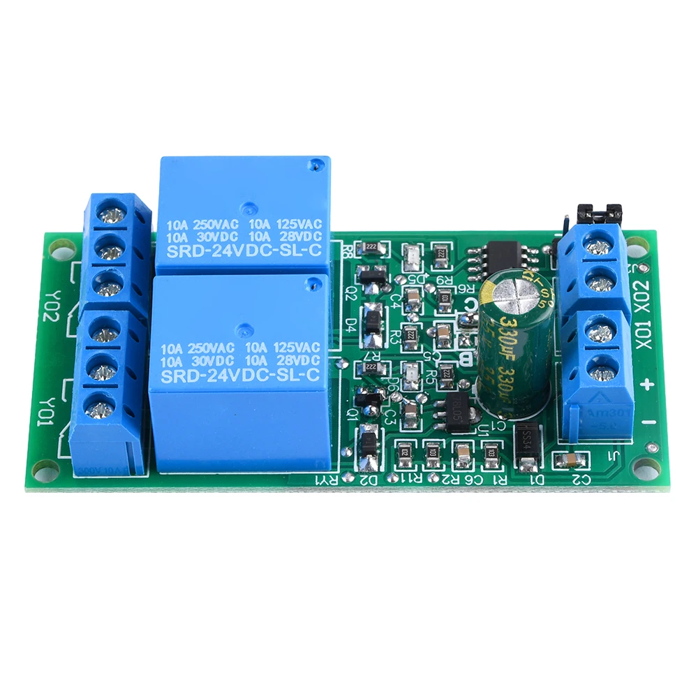 DC5V12V24V 10A 2-Way Self-Locking Interlock Relay Module Interlock Switchable Mode Power Connection Reverse Protection