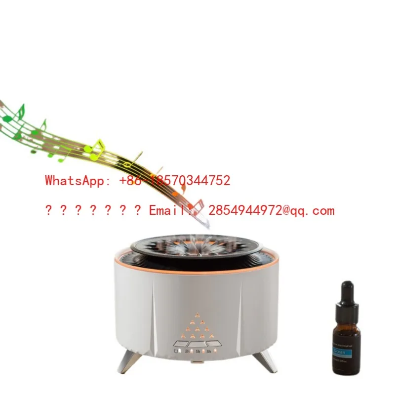 L    110V White Noise Flame Aromatherapy Machine, Desktop Bluetooth Speaker, Humidifier Household Fog Volume