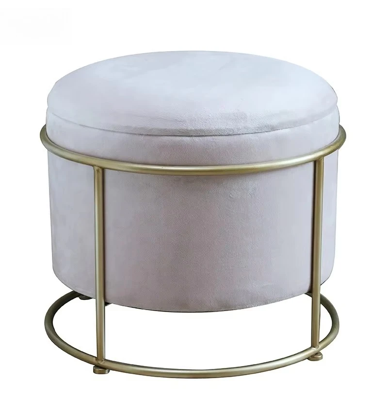 New Design Color Fabric Fashion Footstool Gold Footstool Storage Footstool