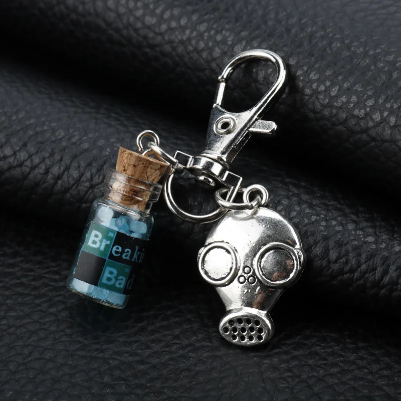 Breaking Bad Metal Keychain Sky Blue Cork Bottle For Woman Men Keyring Jewelry Gifts