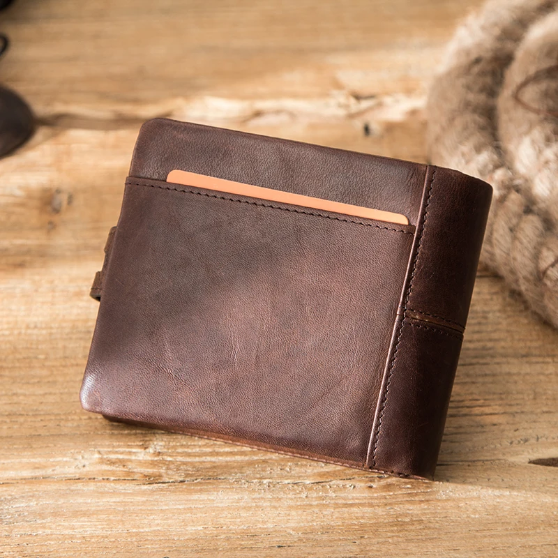 CONTACT'S Genuine Leather Wallets for Men Short Bifold Casual Men Wallets RFID Card Holder Coin Purses Money Clip Men's Wallet