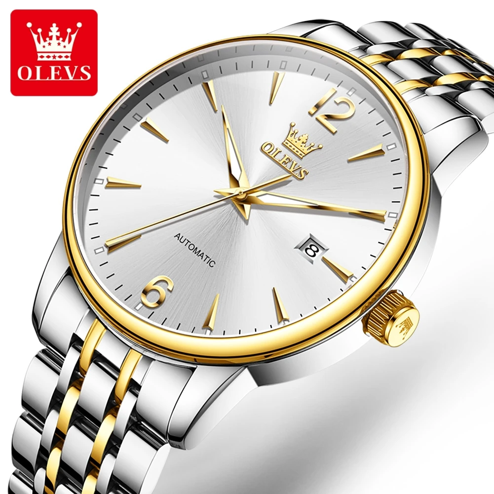 Men's Luxury Automatic Watch, Gold Silver