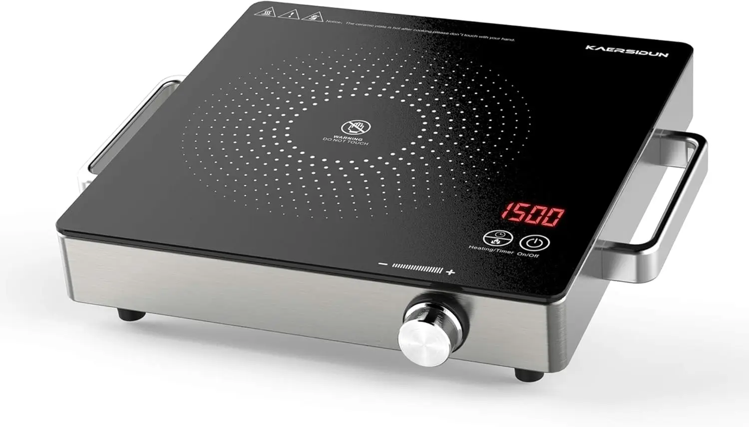

Electric Portable Single Burner 1500W with Adjustable Temperature, Stay-Cool Handles, Stainless Steel, Non-Slip Feet