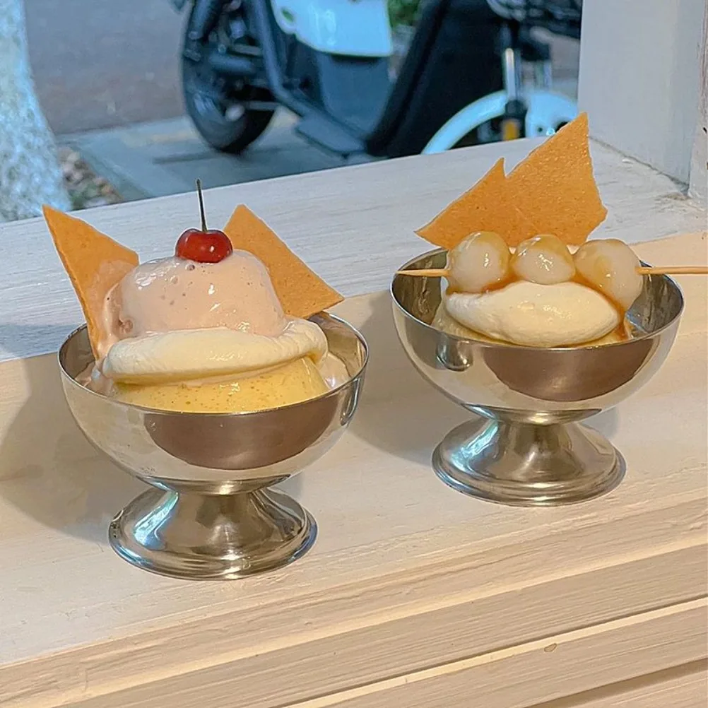 Cuenco  Ramen  estilo Industrial, cuenco  fruta  pie corto  acero inoxidable, taza  pudín para helado  yogur, taza