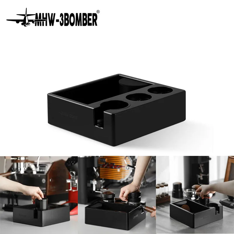 MHW-3BOMBER Bomber Multi-function ABS Knock Box Fit 51-58mm Portafilters Tamping Station Tamper Stand Vintage Coffee Accessories