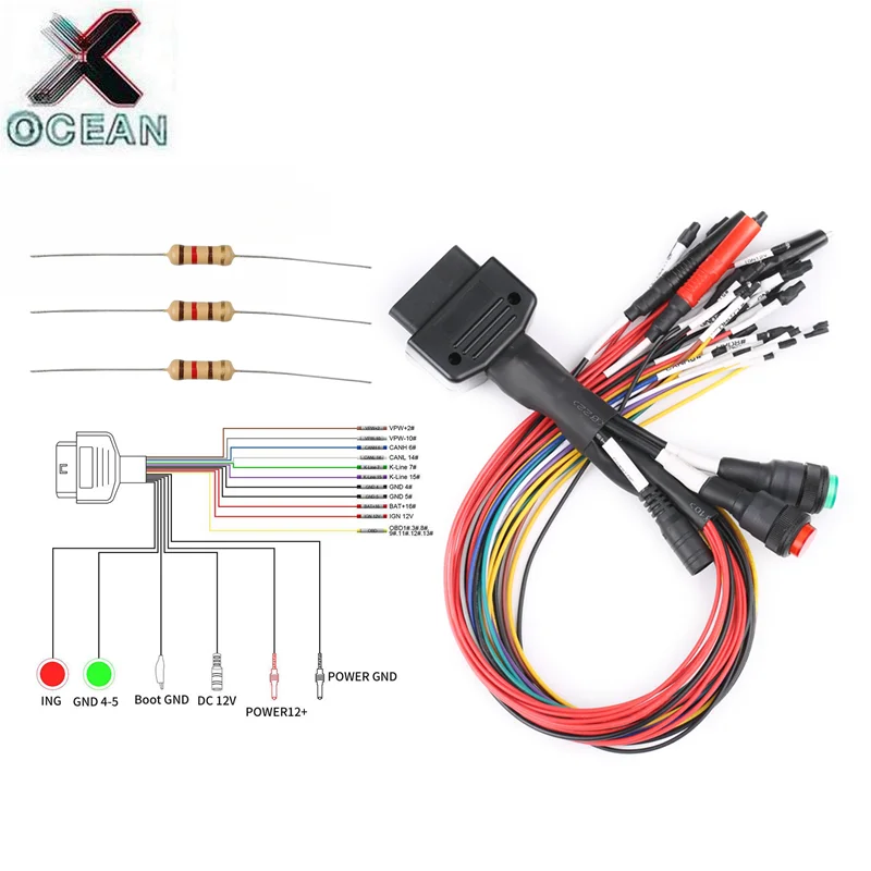 Перемычка Full Protocol Obd2 Последние Mpps V21 V18 Obd2 Tap 3-полюсный кабель для Mpps V18.12.3.8 Obd Tap Ecu Boot Pin Cable