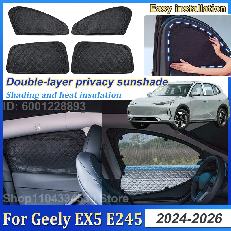 

Двухслойный солнцезащитный экран для автомобиля Geely EX5 E5 E245, аксессуары 2026 2025 2024, сетчатый солнцезащитный козырек на окно, ветровое стекло, дефлектор