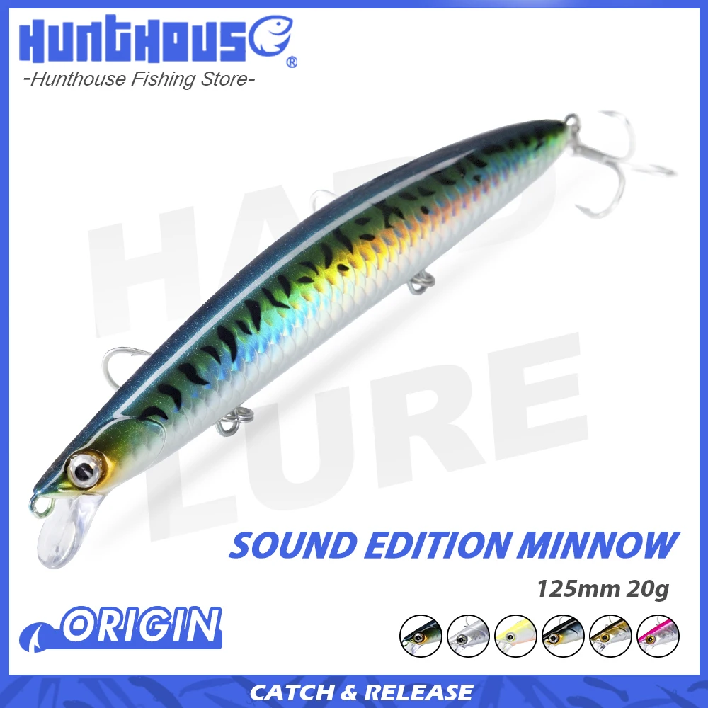 Hunthouse Sound Edition Minnow Fishing Lure 125mm 20g Long Casting Jerkbit Wobbler Floating Bait Fish Tackle For Bass LW448