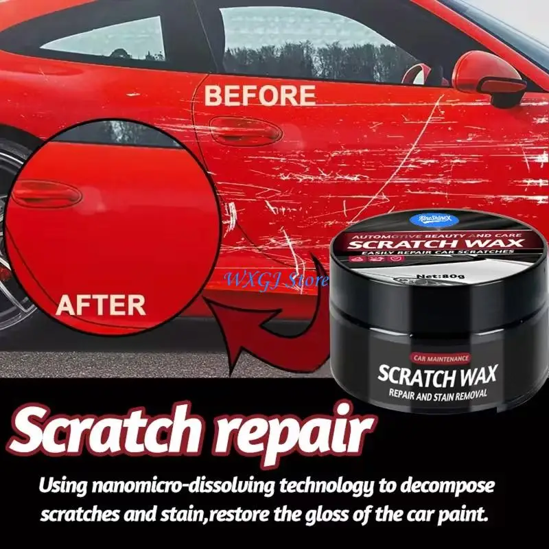 37JE Professional Car Scratch Remover Wax Polish Paste With Applicator Sponge For Auto Body Paint Scratch Repair And Care