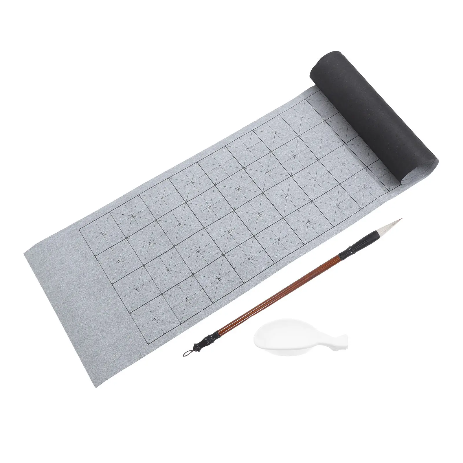 

1Set Reusable Water Writing Cloth Chinese Calligraphy Kit Brush Pen Water Dish Quick Dry Daily Practice Set Beginners