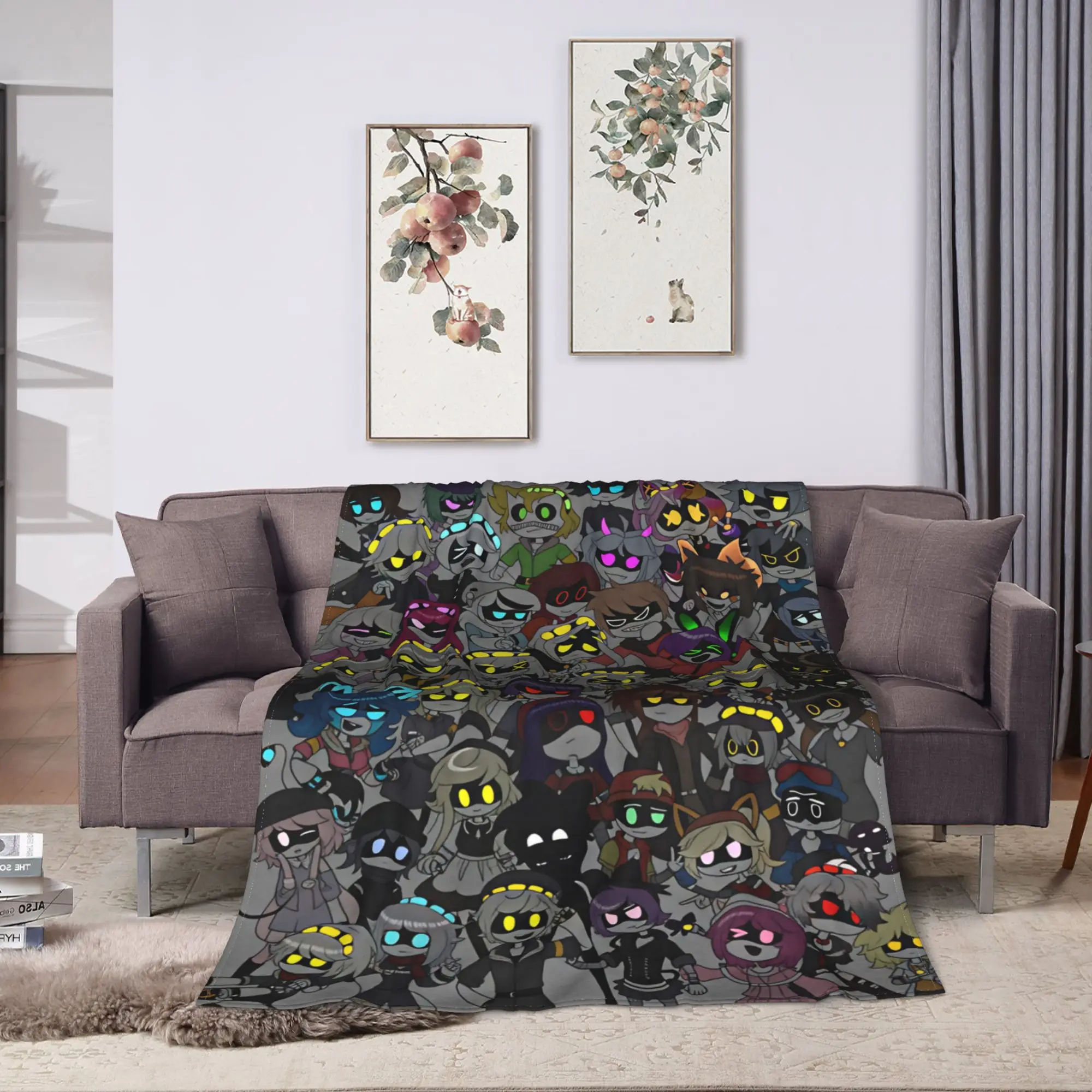 3D Murder-Drones Uzi Cartoon Plush Blanket Children  Flannel Throw Blanket For Couch Chair Warm Soft Quality Bedspread Gift Idea
