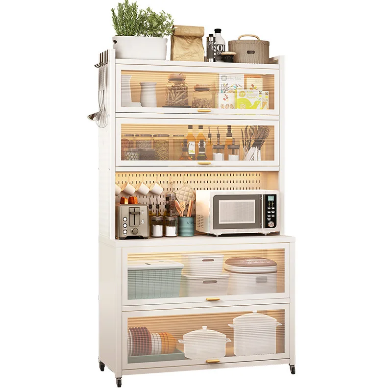 Factory Custom 5 Tier Kitchen Pantry Storage Cabinet Utility Storage Shelf Bookcase Microwave Rack Storage